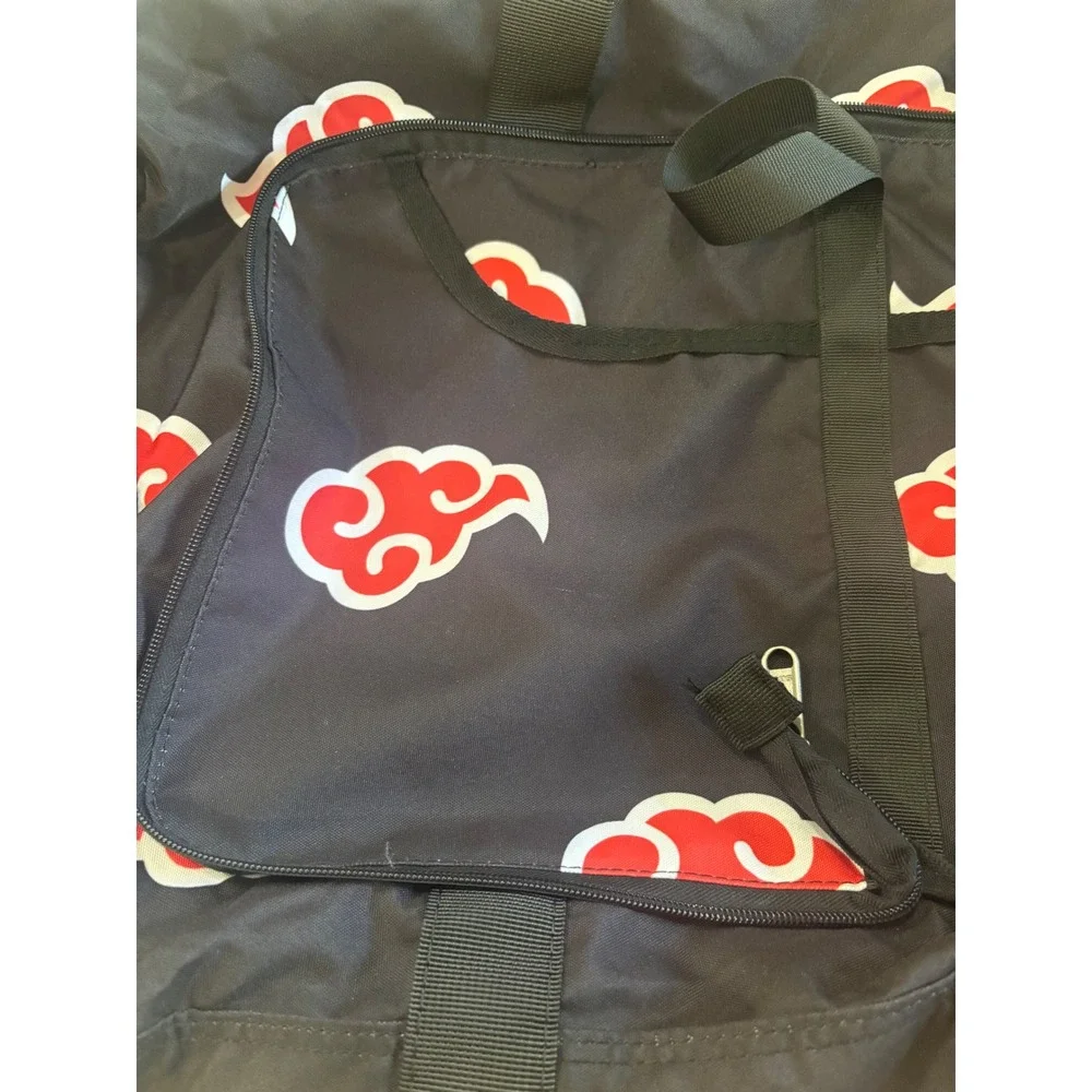Naruto Akatsuki Anime Foldable Duffel Gym Bag Black Red Clouds 55L Extra Large